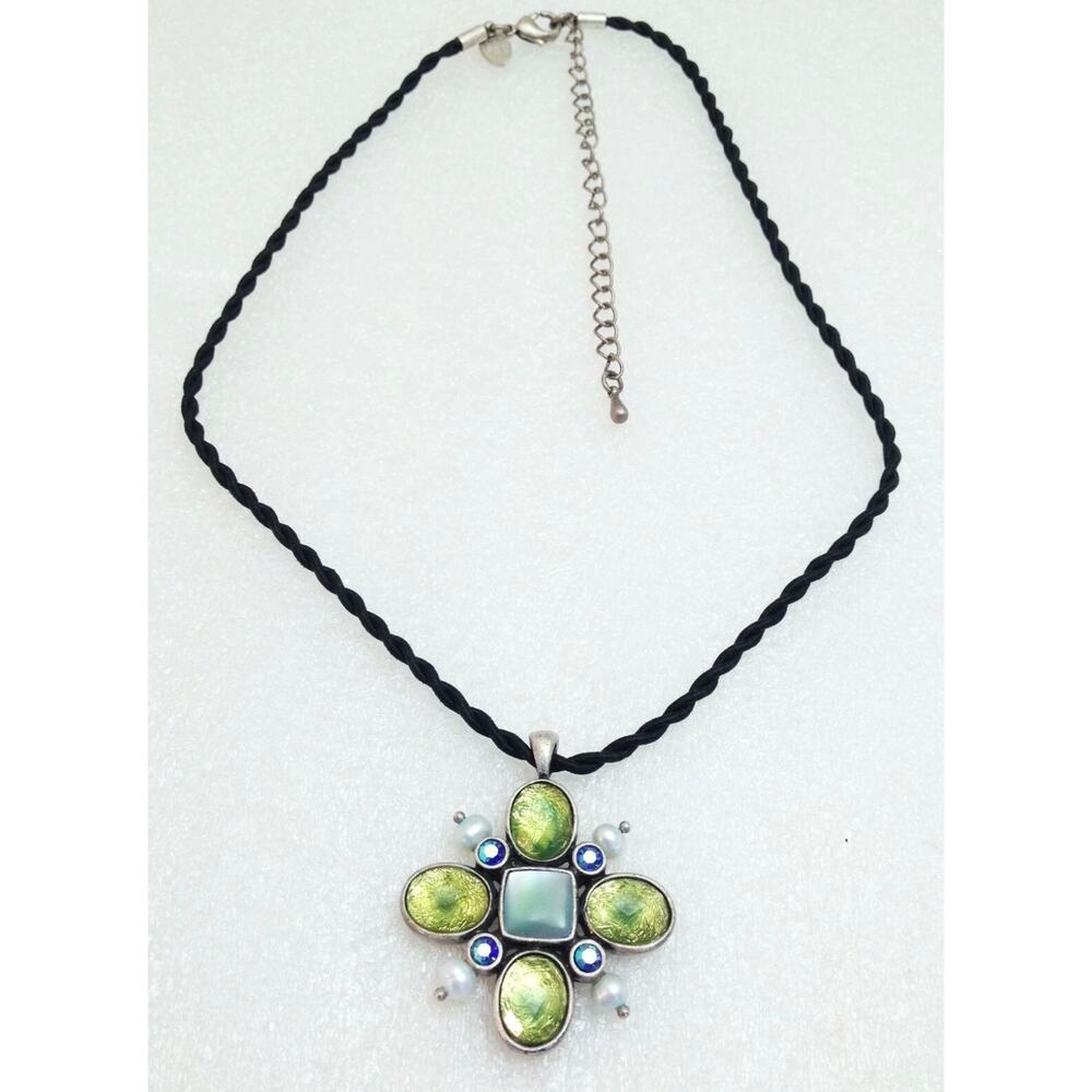 Lia Sophia BLOOMATES / BLOOMMATES Blue-Green w/ Freshwater Pearls Necklace